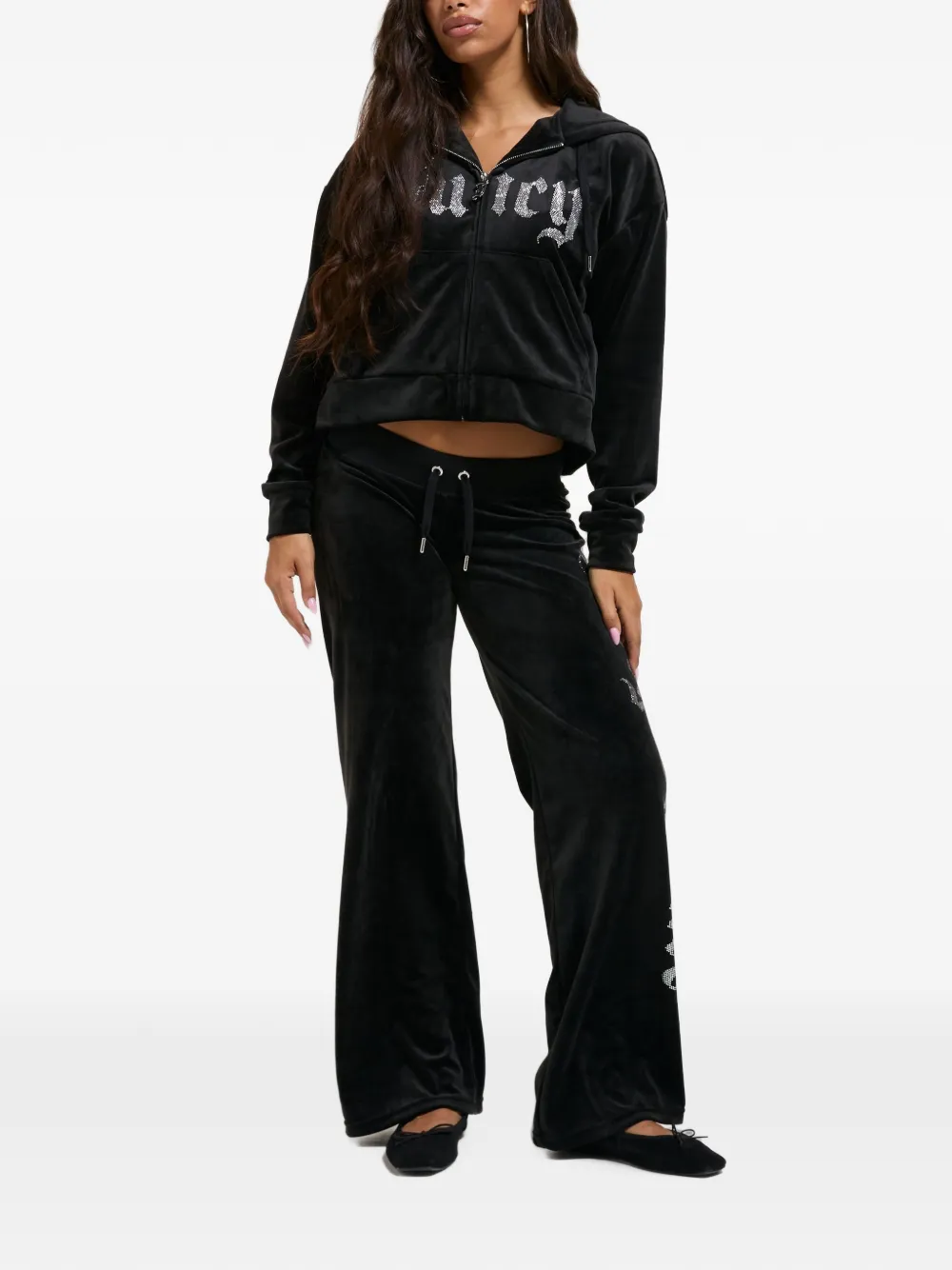 Juicy Couture Old Gothic cropped hoodie Zwart