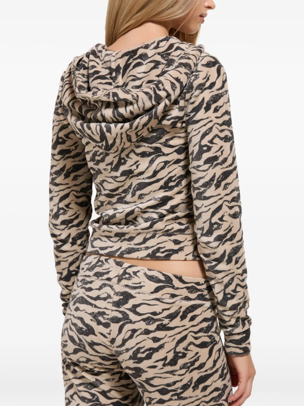 Juicy Couture Robyn hoodie met zebra-print Beige