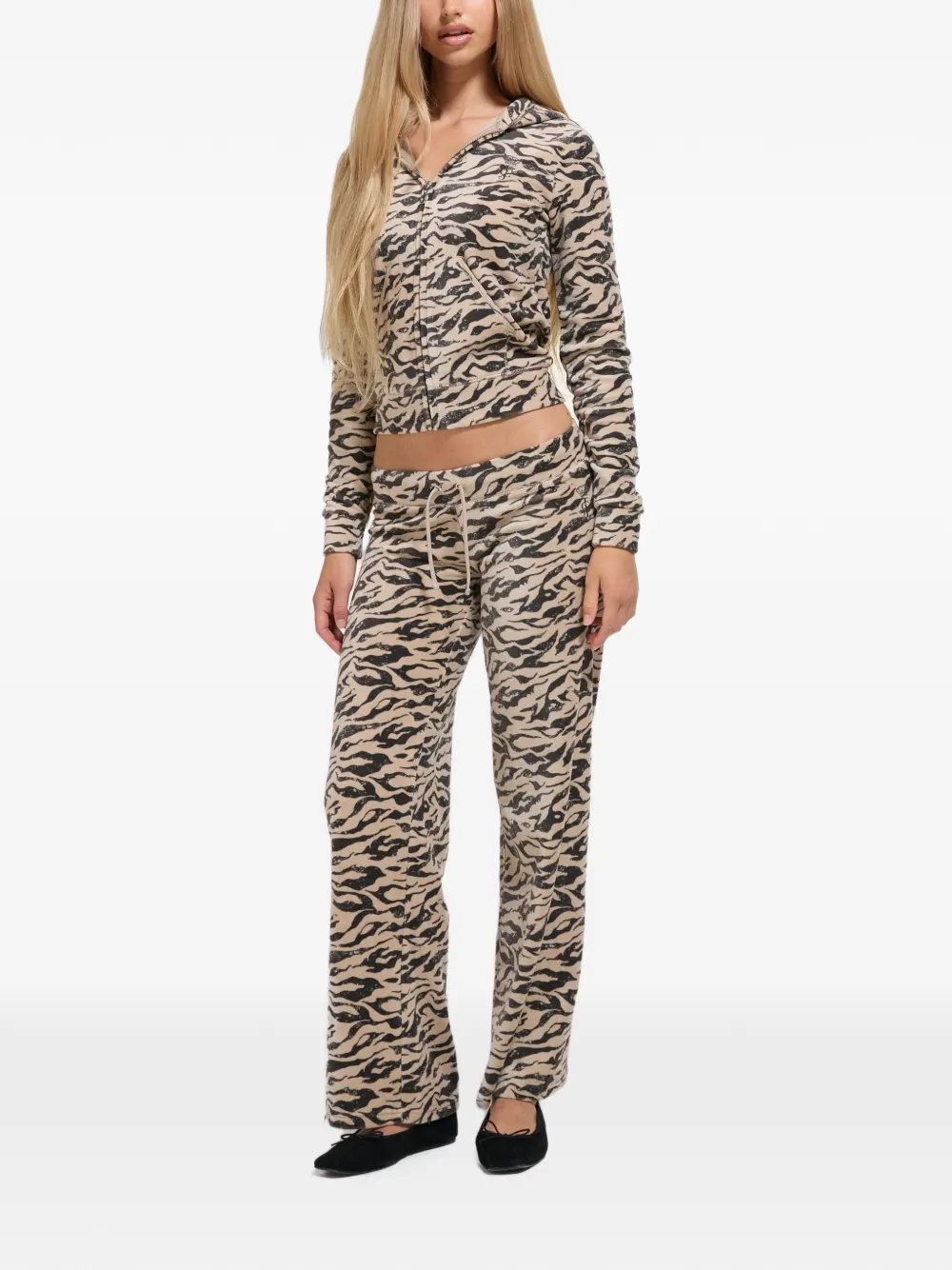 Juicy Couture Robyn hoodie met zebra-print Beige