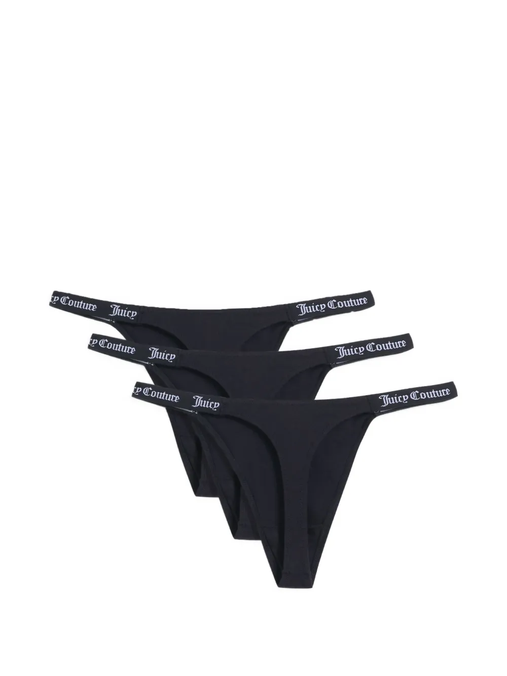 Juicy Couture Drie strings met logoband Zwart