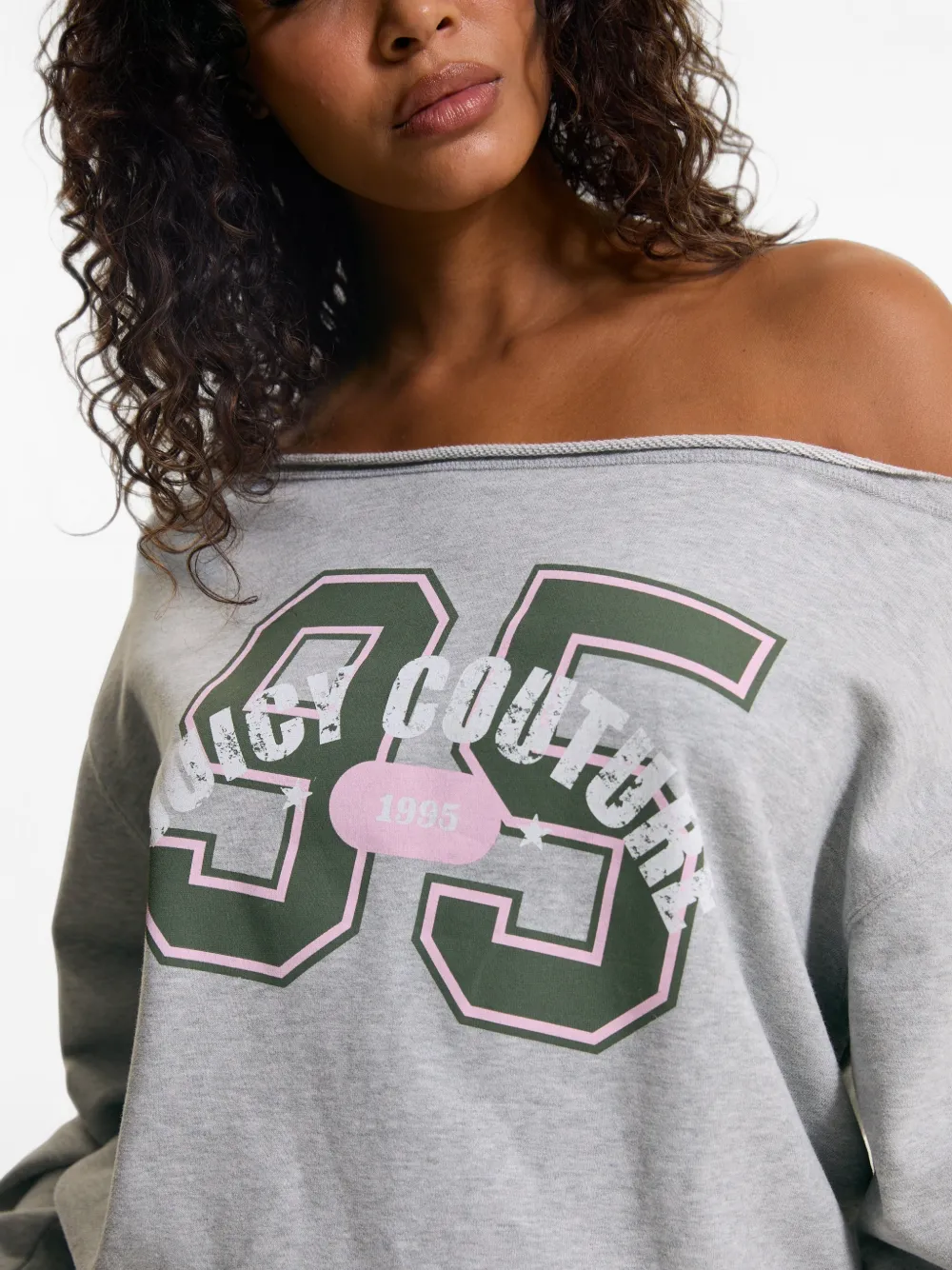 Juicy Couture Off-shoulder sweater met logo-print Grijs