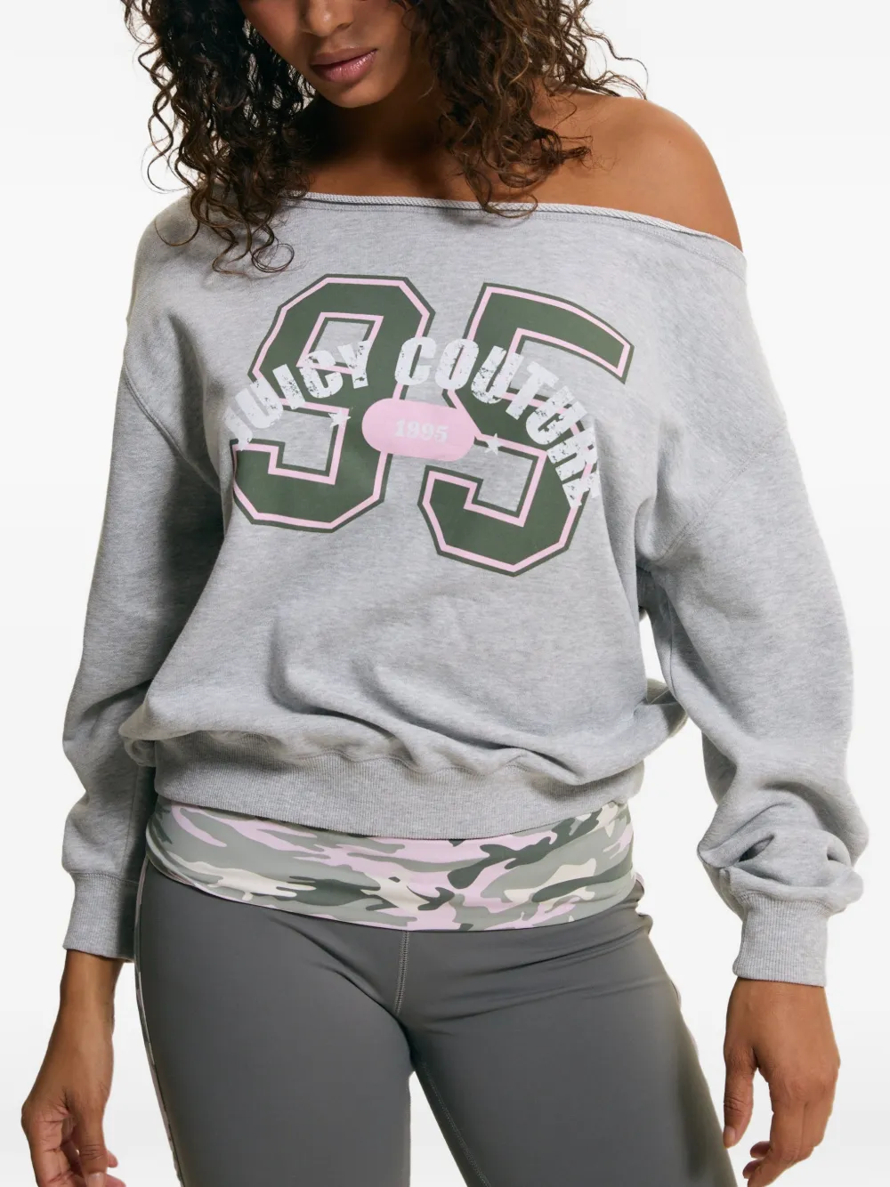 Juicy Couture sweat à logo imprimé et épaules dénudées - Gris Juicy Couture sweat à logo imprimé et épaules dénudées - Gris