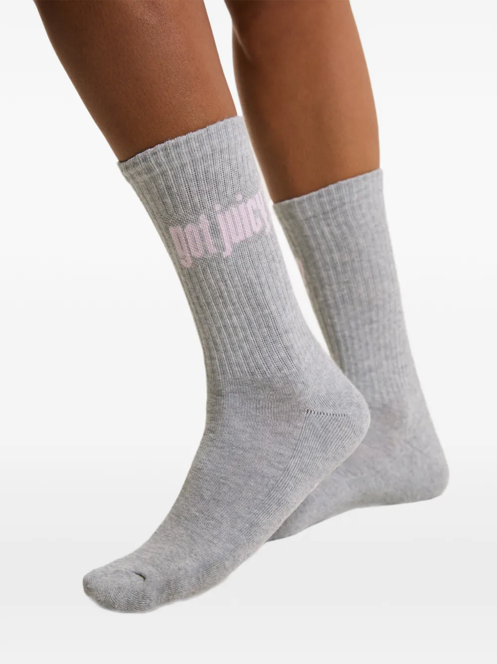 Juicy Couture lot de trois paires de chaussettes côtelées à logo imprimé - Rose