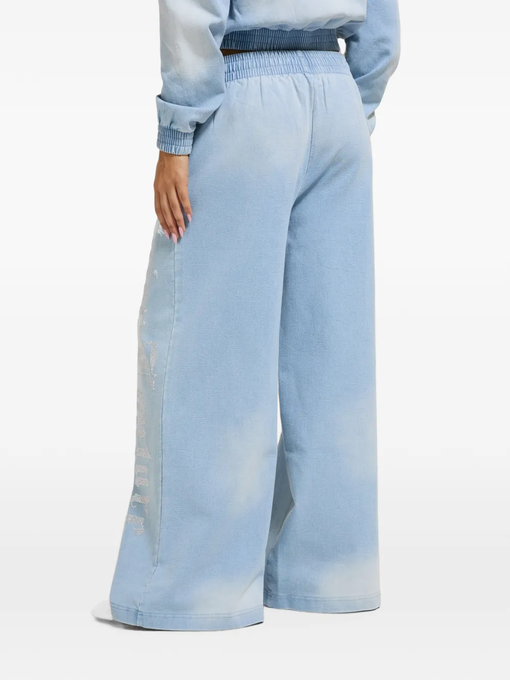 Juicy Couture Trainingsbroek met wijde pijpen verfraaid met logo Blauw