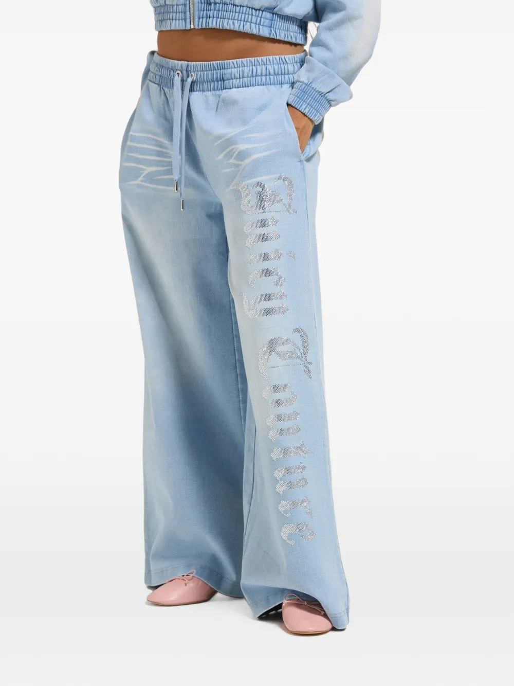 Juicy Couture Trainingsbroek met wijde pijpen verfraaid met logo Blauw