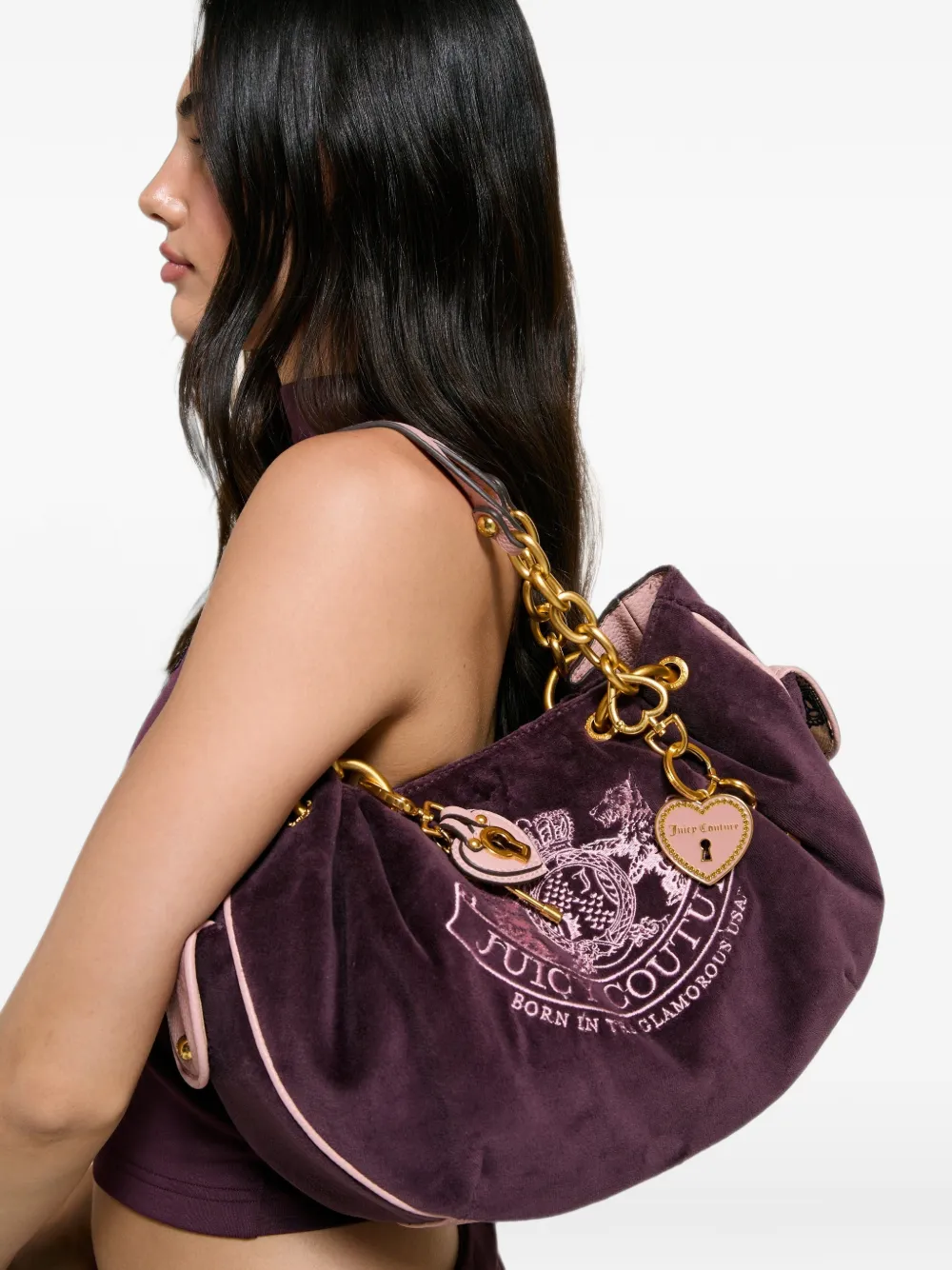 Juicy Couture Daydreamer Crest fluwelen shopper Paars