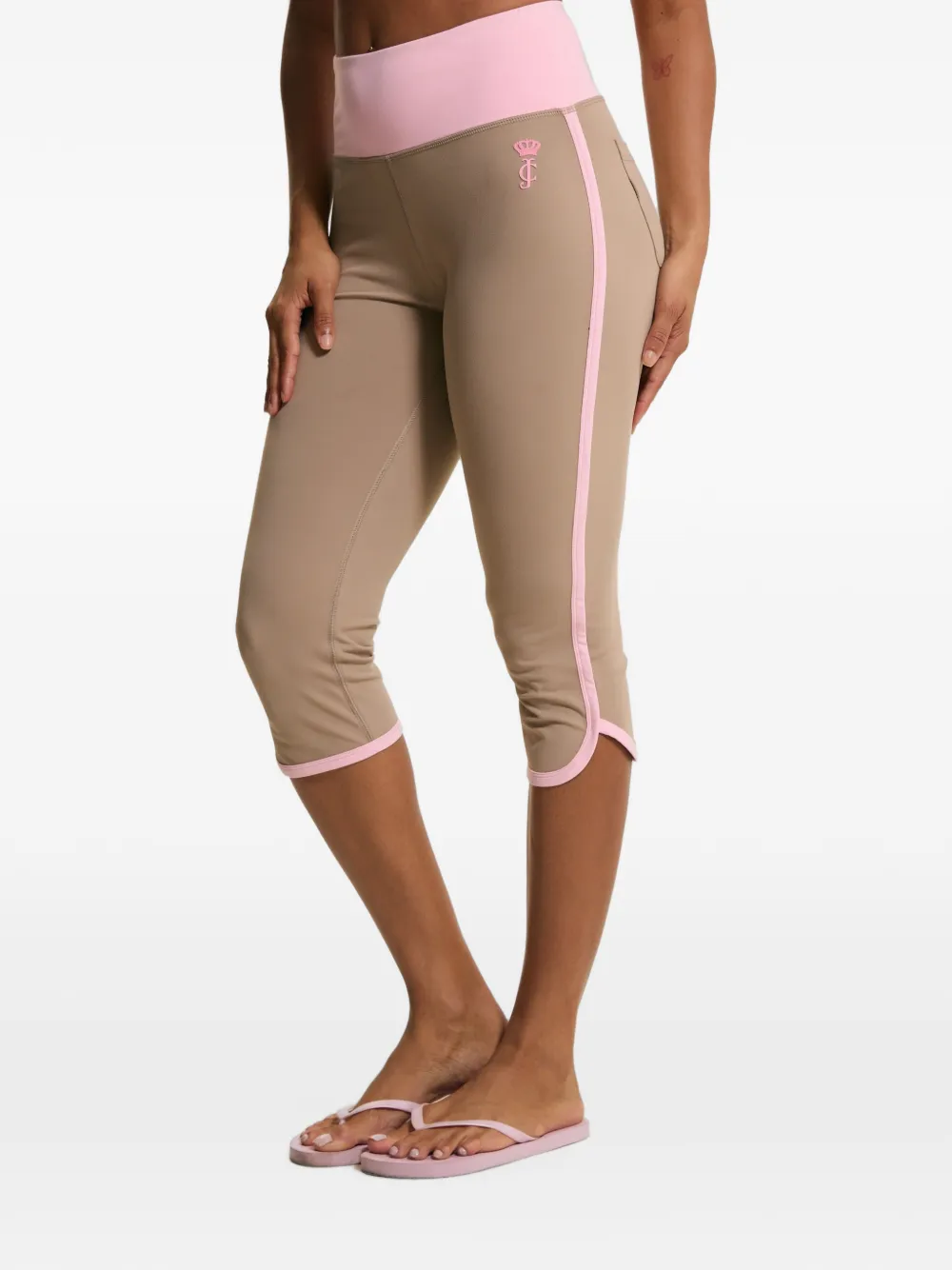 Juicy Couture Legging met geborduurd logo en contrasterende afwerking Beige