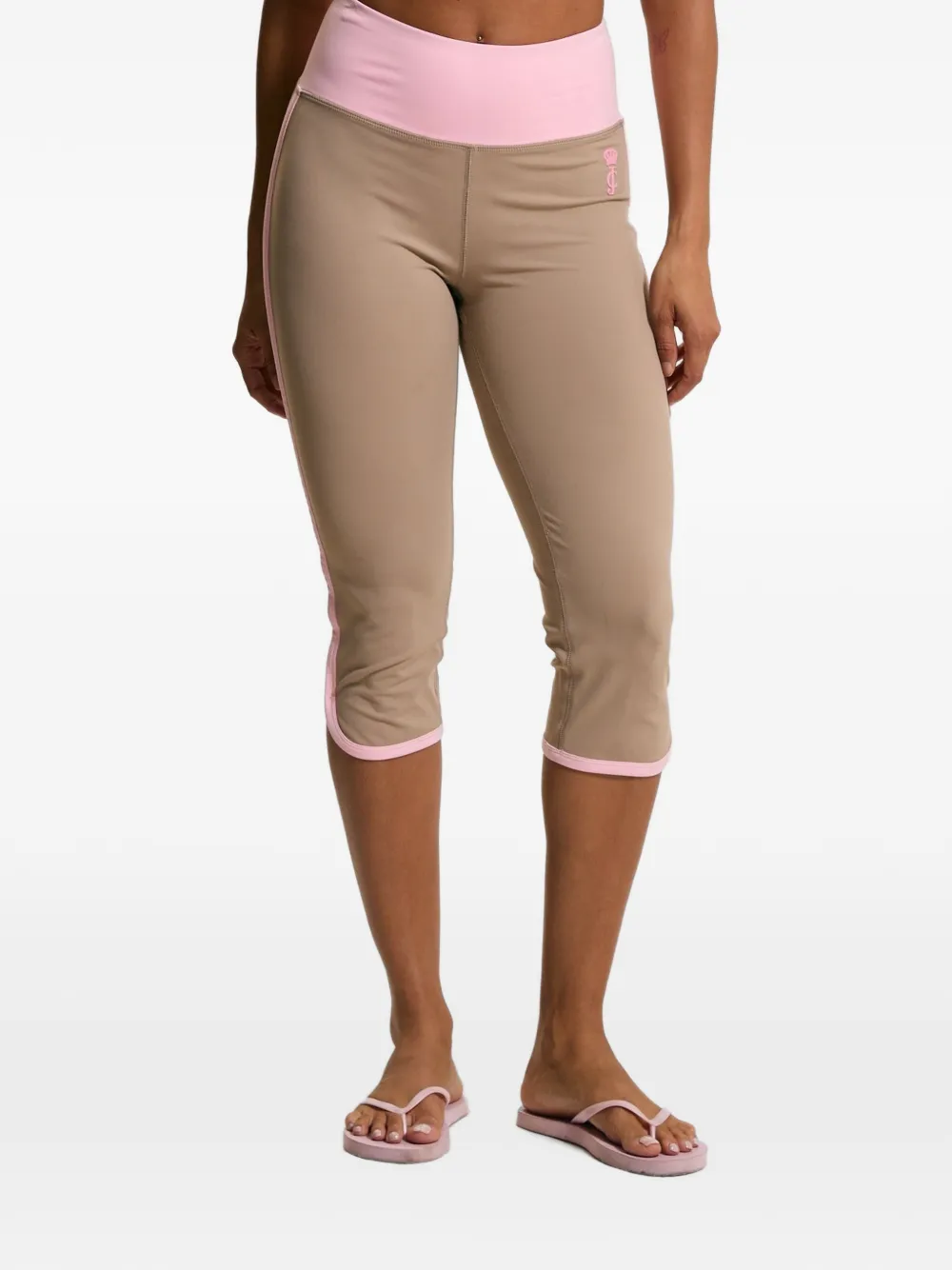 Juicy Couture logo-embroidered contrast-trim leggings - Toni neutri