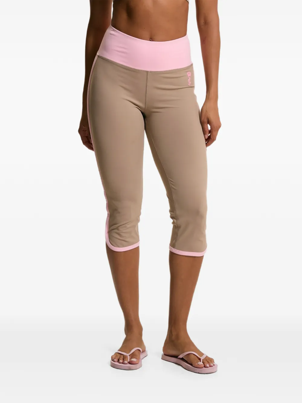 Juicy Couture logo-embroidered contrast-trim leggings - Toni neutri
