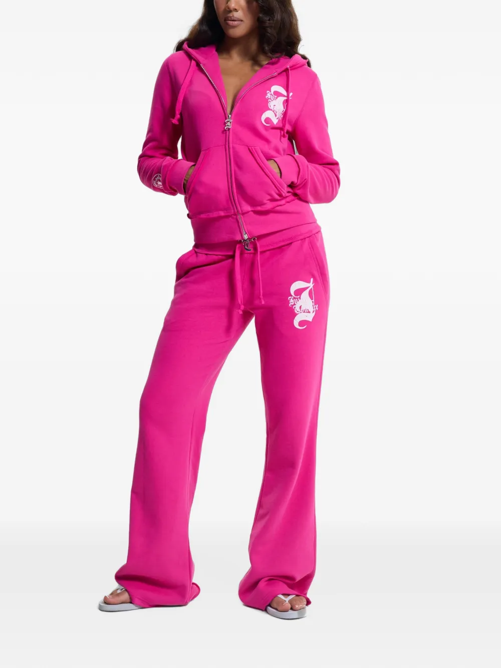 Juicy Couture Hoodie met logoprint en rits Roze