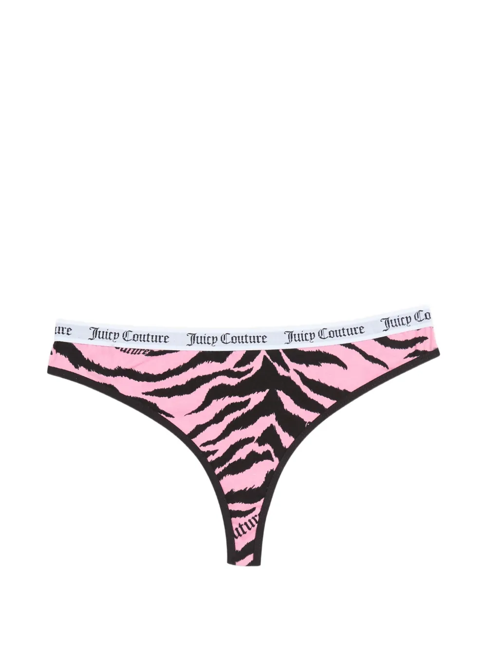 Juicy Couture Drie strings met logoband en tijger-print Roze
