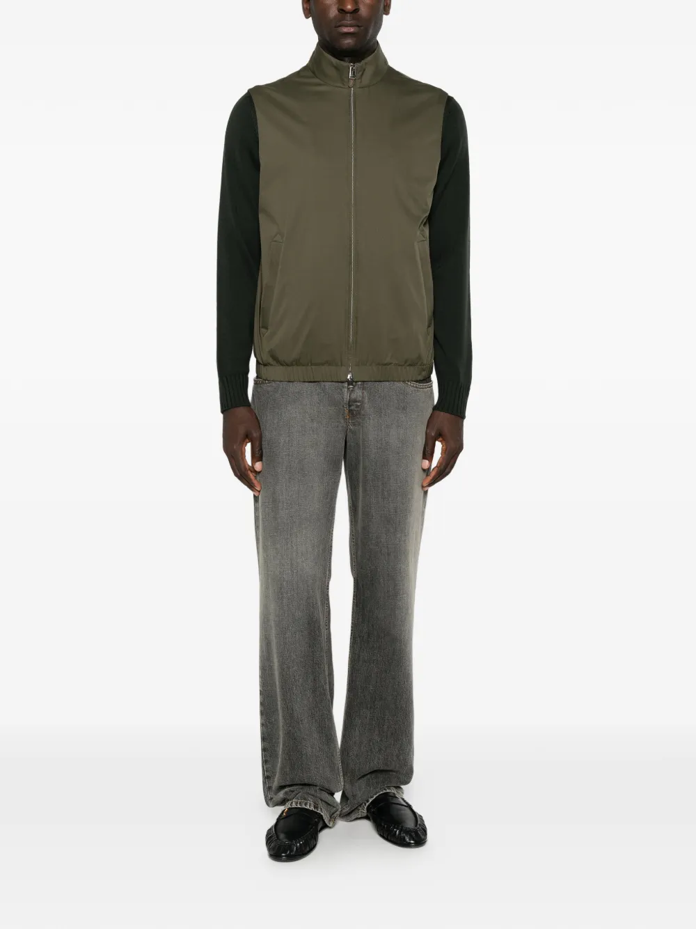 Canali high-neck sleeveless jacket - Vert