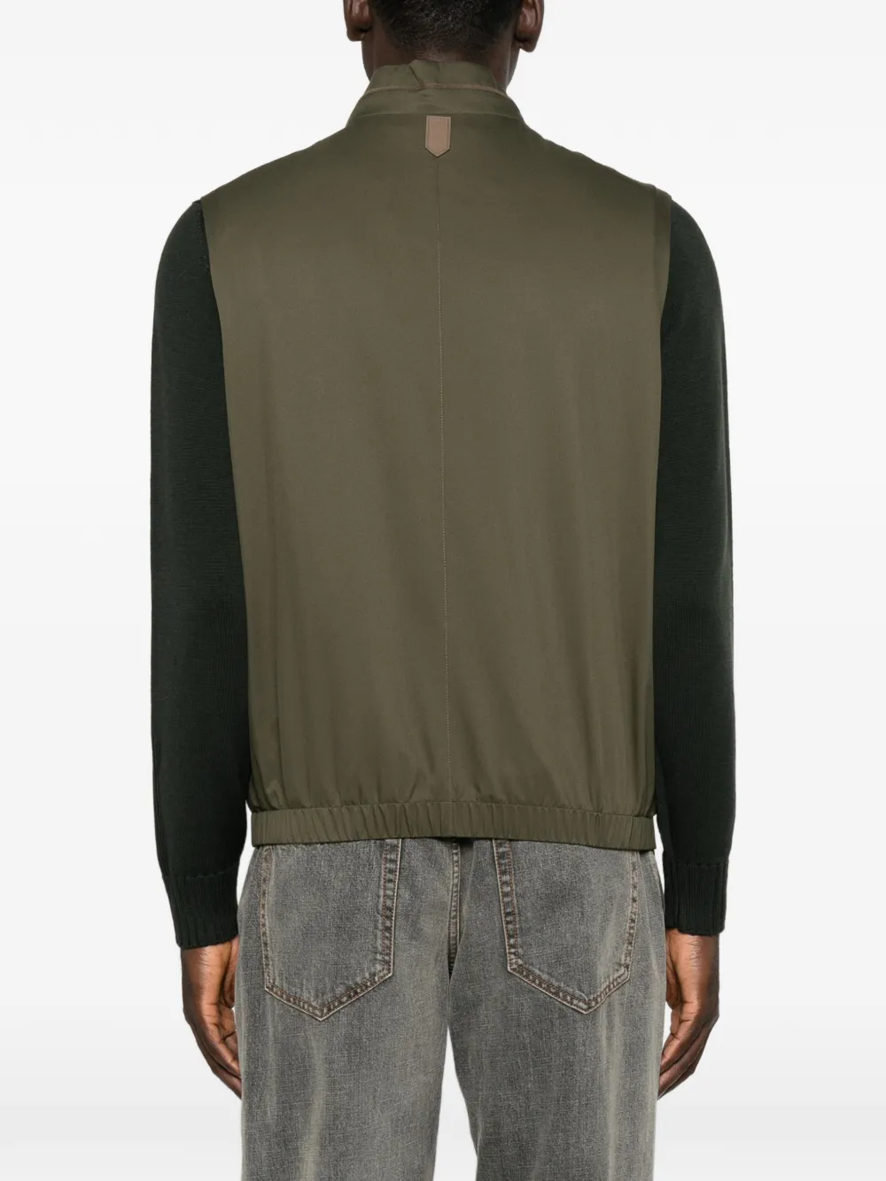 Canali Mouwloos jack met hoge hals Groen