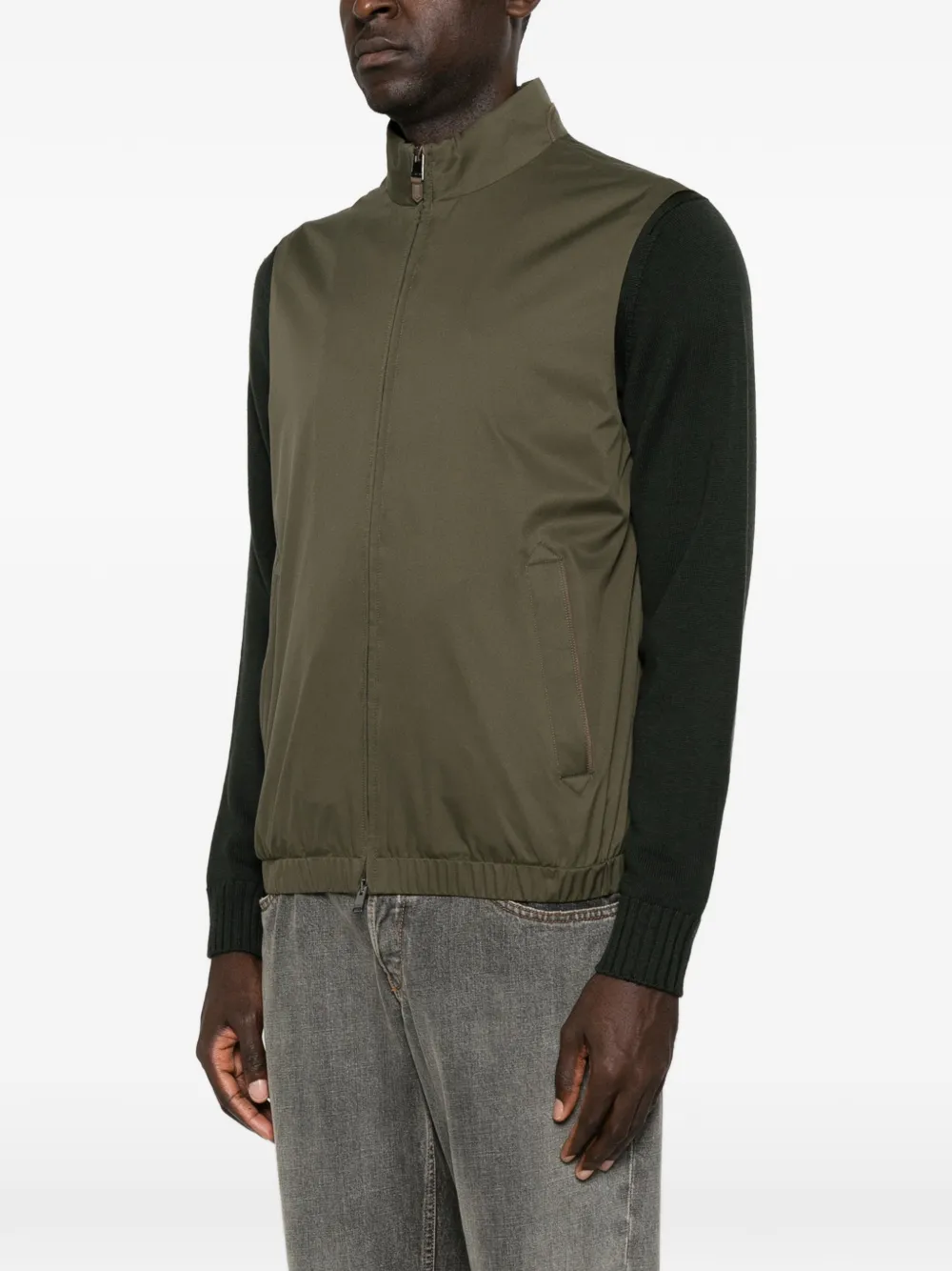 Canali Mouwloos jack met hoge hals Groen