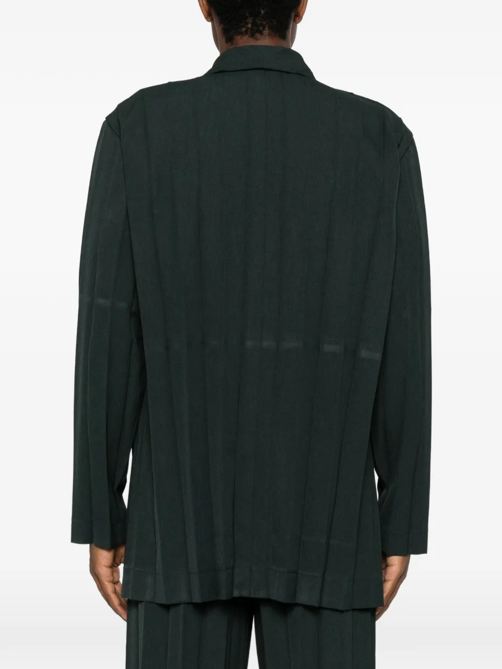 Homme Plissé Issey Miyake Jack met gekerfde revers en plooien Groen