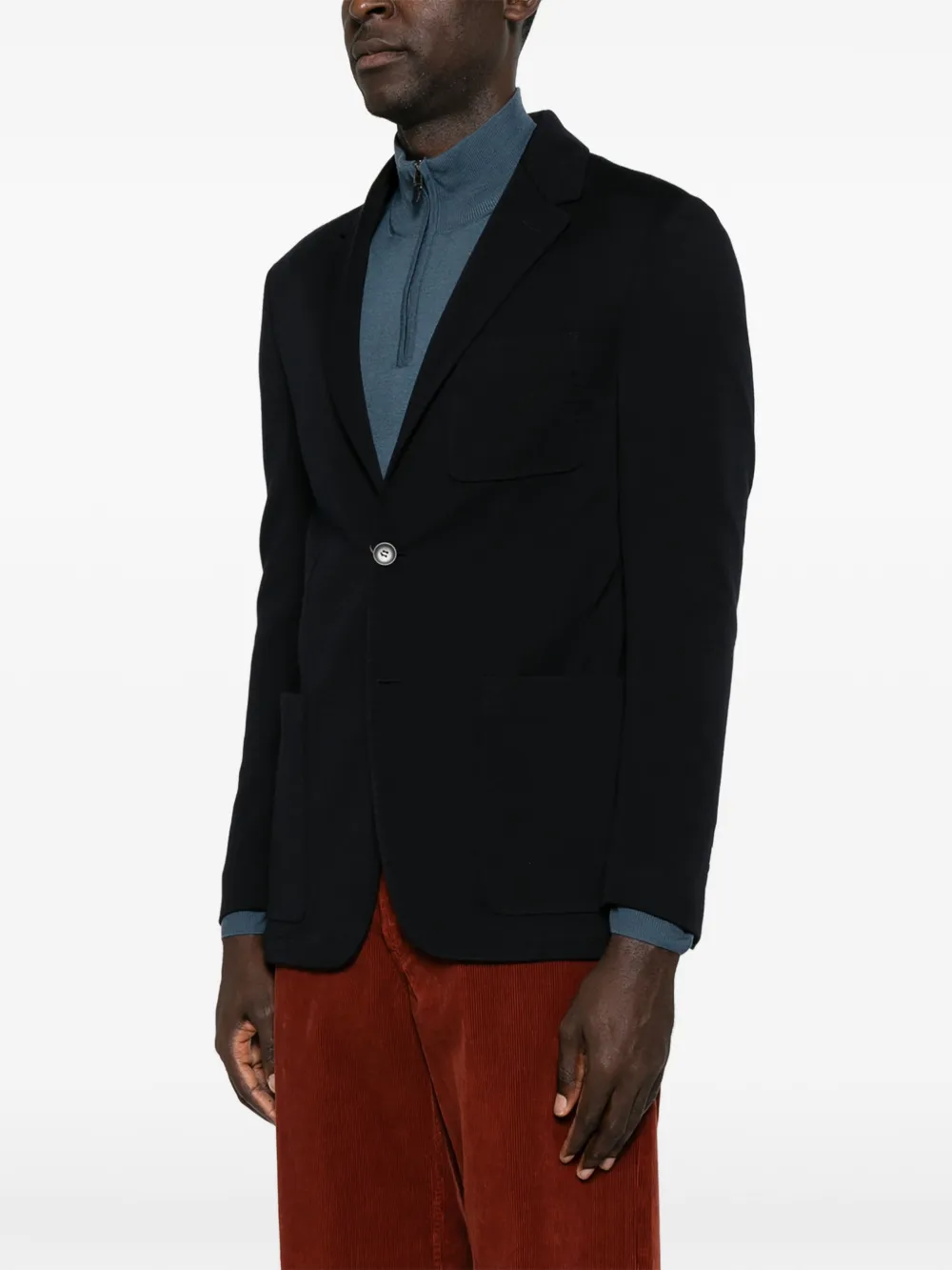 Canali Wollen blazer met opgestikte zak Blauw