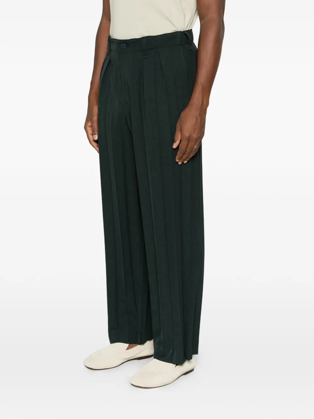 Homme Plissé Issey Miyake Edge Ensemble plooibroek met toelopende pijpen Groen