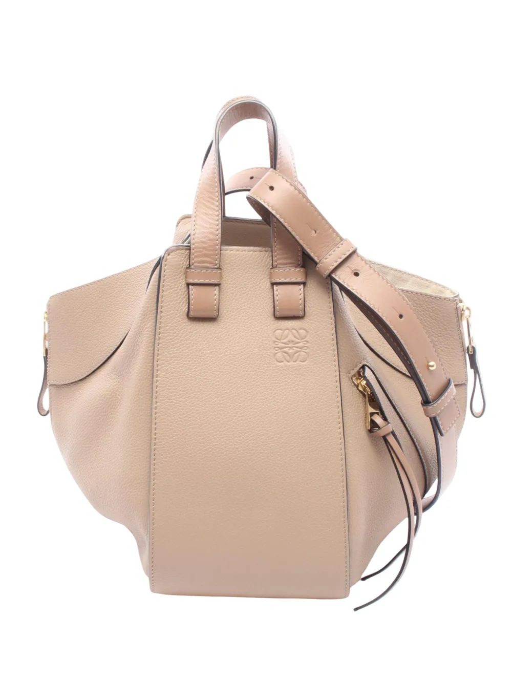 Loewe Pre-Owned petit sac à main Hammock Bag en cuir de veau grainé à lien de resserrage (2015-2026) - Tons neutres