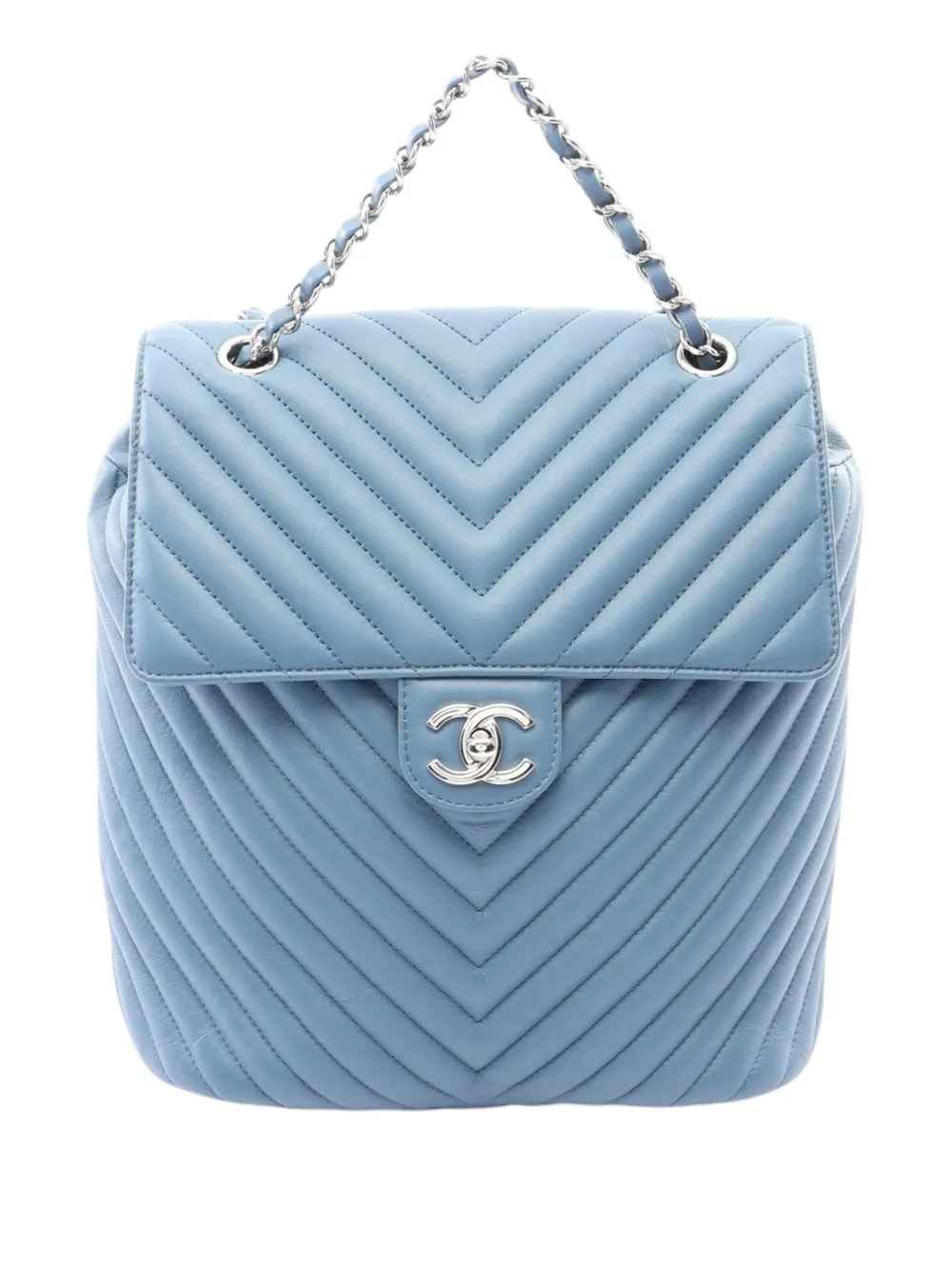 CHANEL Pre-Owned 2018 Chevron Lambskin Urban Spirit backpack - Blu
