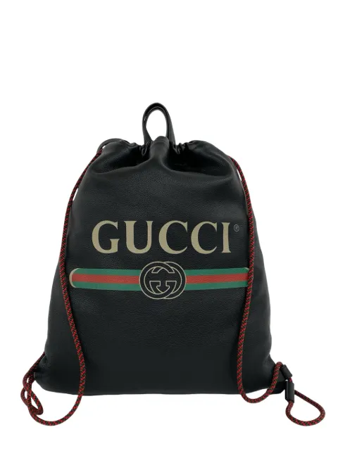 Gucci Pre-Owned 2000-2015 Grained Calfskin Web Logo Drawstring backpack