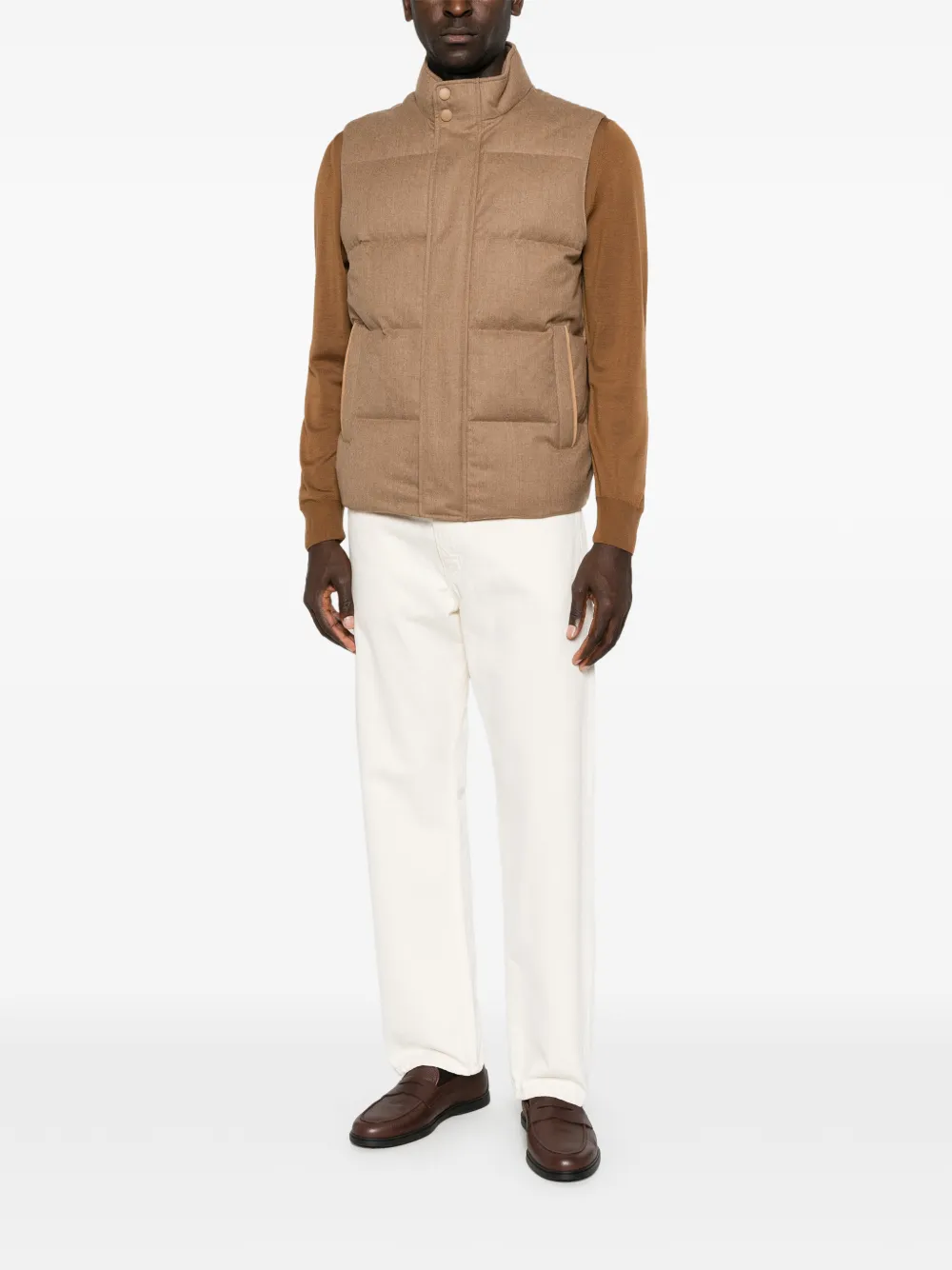 Canali Gewatteerde bodywarmer Beige