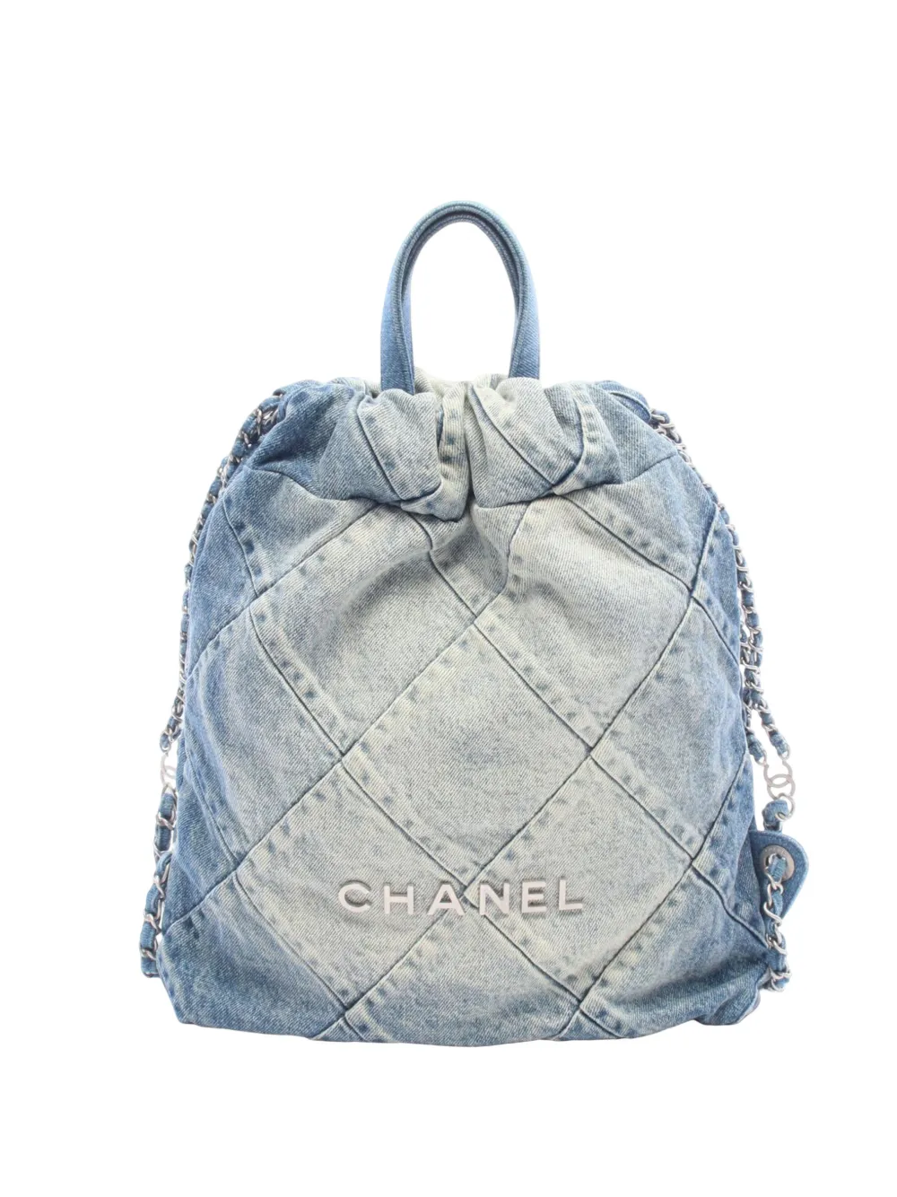 CHANEL Pre-Owned petit sac à dos Chanel 22 en jean matelassé (2021-2026) - Bleu