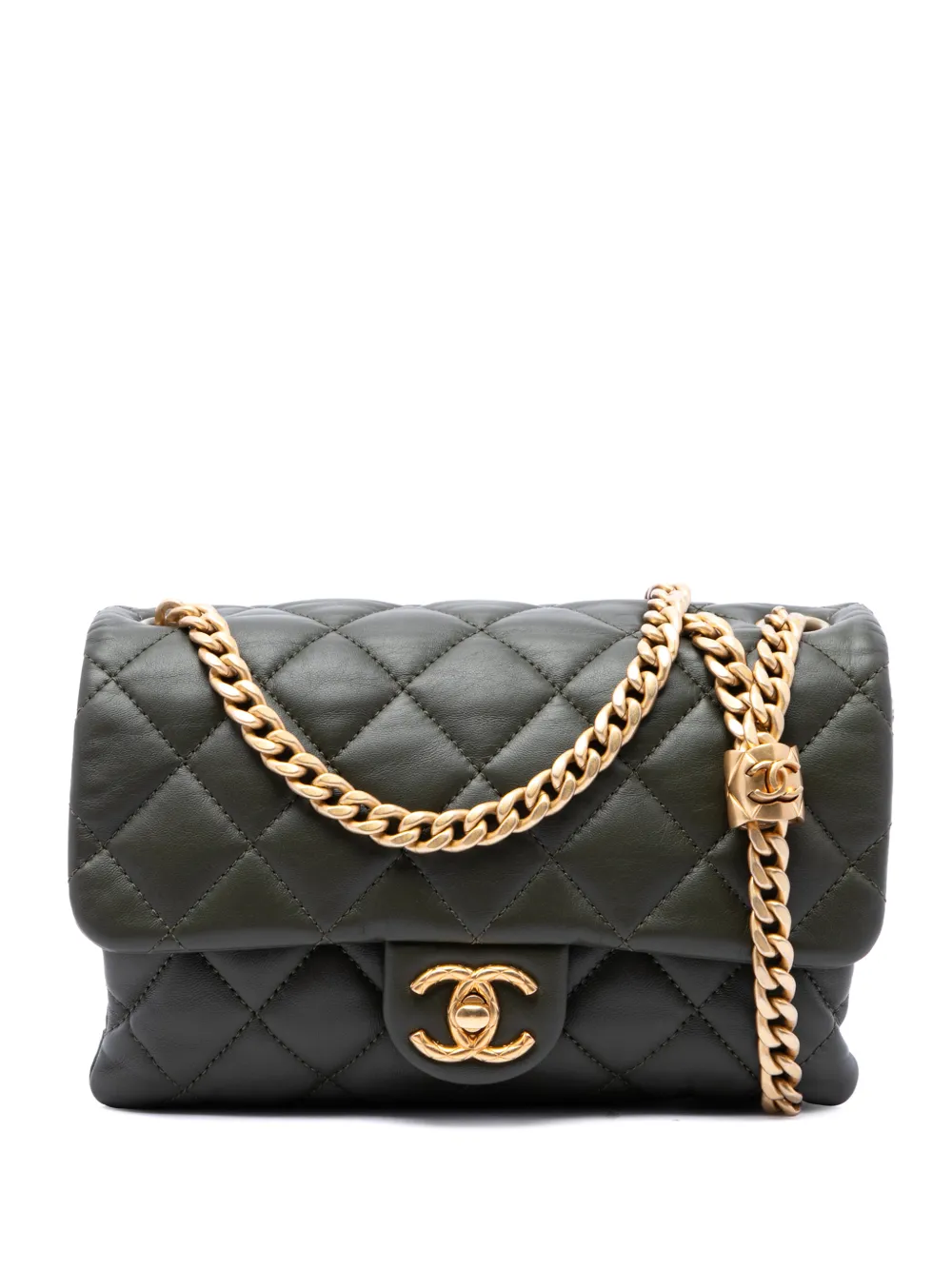 CHANEL Pre-Owned 2021-2026 Small Quilted Lambskin Pillow Crush Flap crossbody bag - Marrone