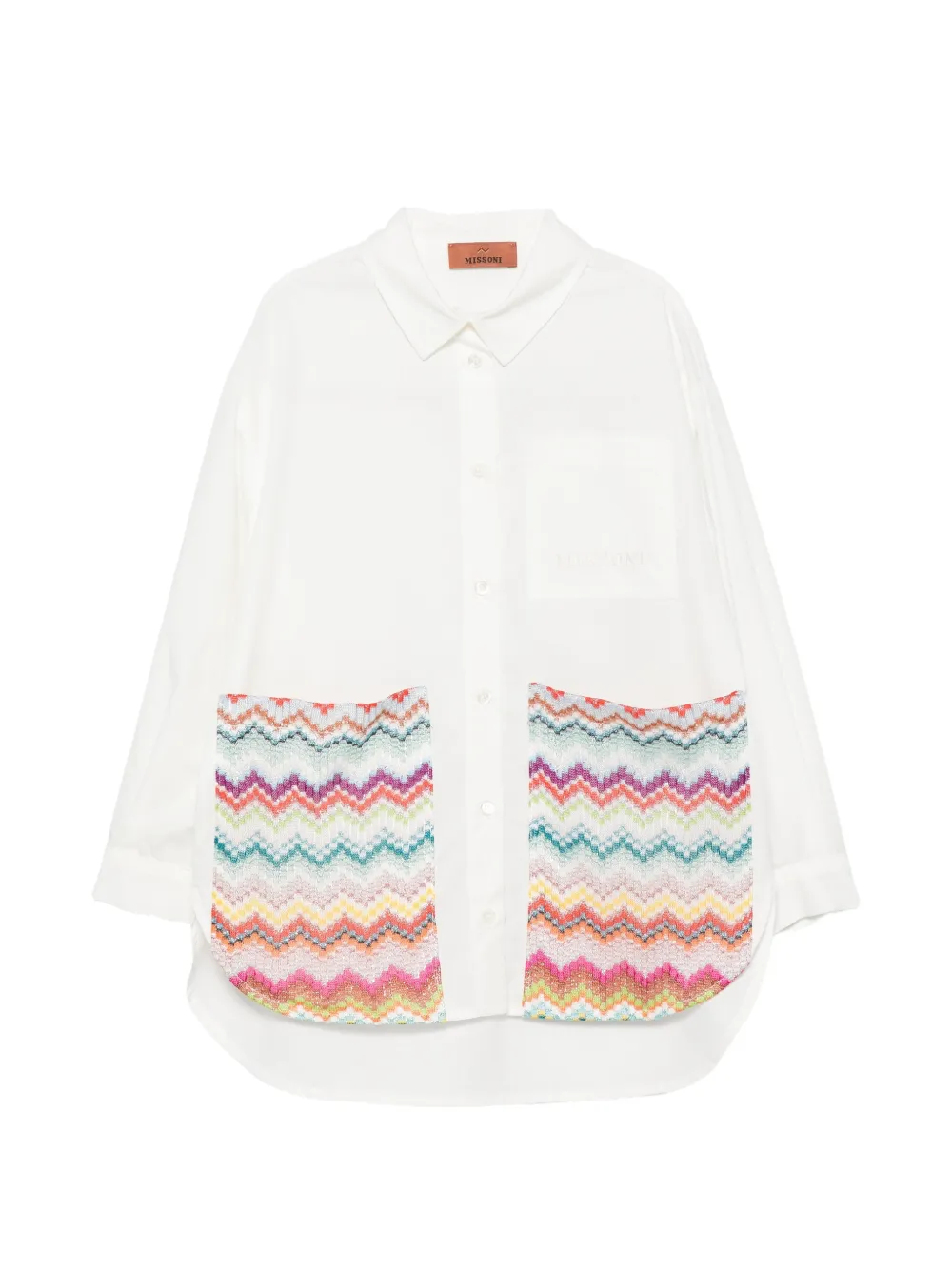 Missoni Kids zigzag-pocket shirt - Blanc
