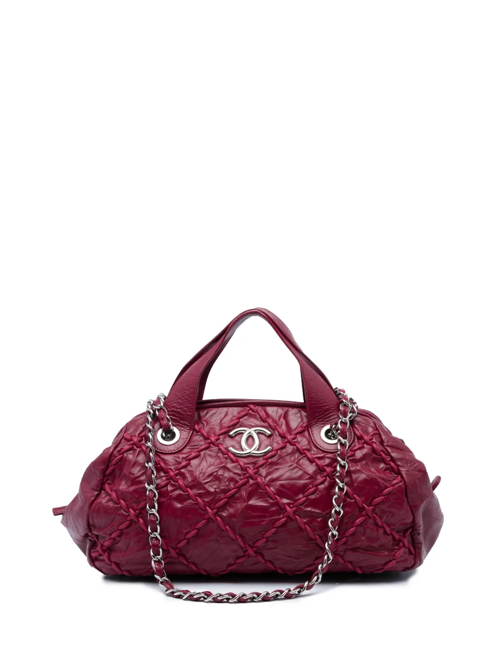 CHANEL Pre-Owned 2011 CC Quilted Crinkled Calfskin Ultra Stitch Bowling Bag satchel - Rot