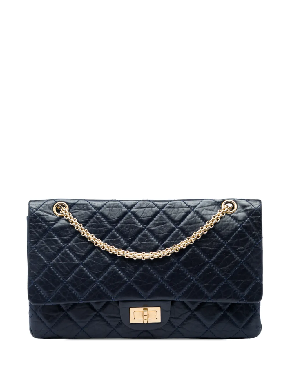 CHANEL Pre-Owned 2010-2011 Quilted Aged Calfskin Reissue 2.55 Double Flap 227 shoulder bag - Blu