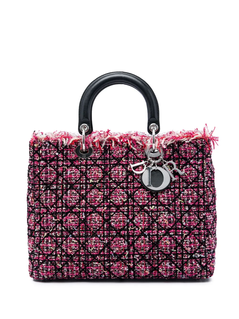 Christian Dior Pre-Owned 2011 Large Tweed Cannage Fringe Lady Dior satchel - Rosa