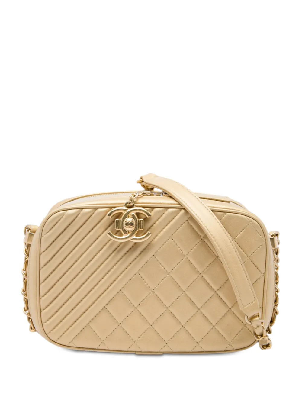 CHANEL Pre-Owned 2014-2015 Small Quilted Lambskin Coco Boy Camera Bag crossbody bag - Oro