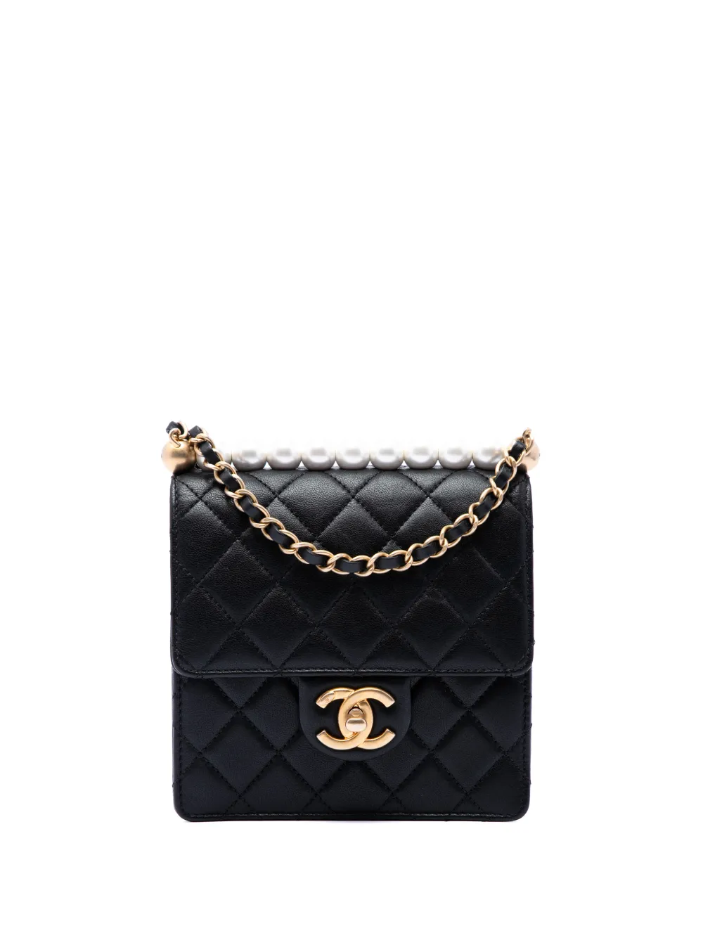 CHANEL Pre-Owned 2019 Small Quilted Lambskin Chic Pearls Flap crossbody bag - Nero