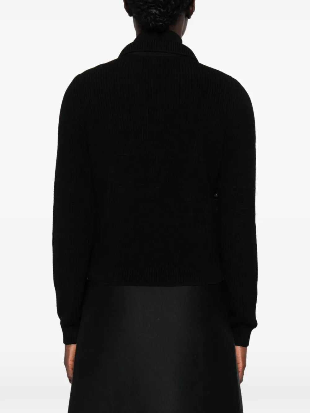 Moncler quilted panel-ribbed jacket Zwart
