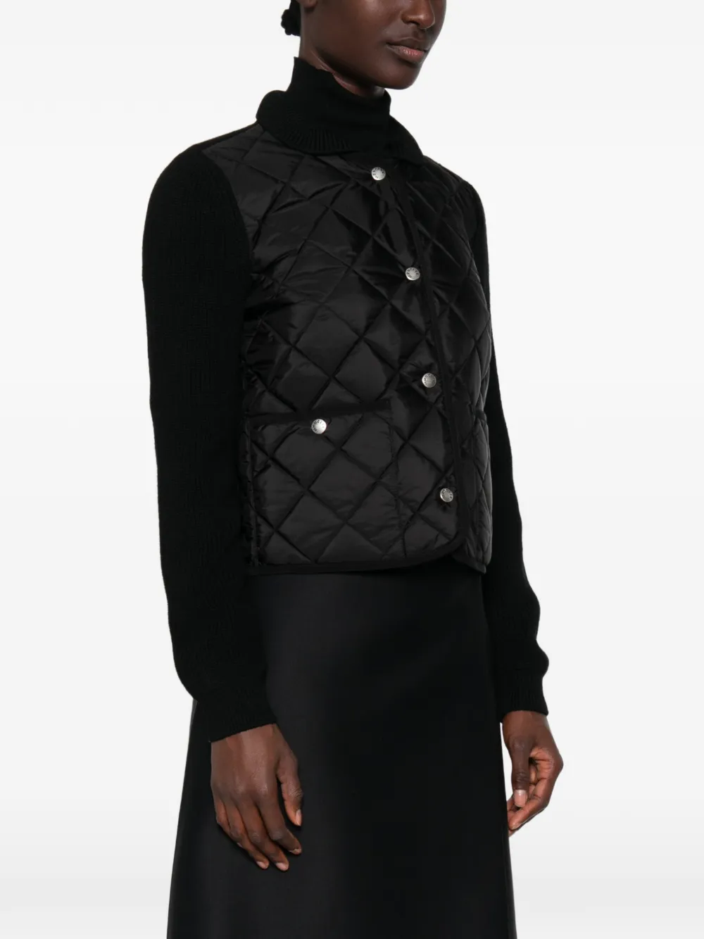 Moncler quilted panel-ribbed jacket Zwart
