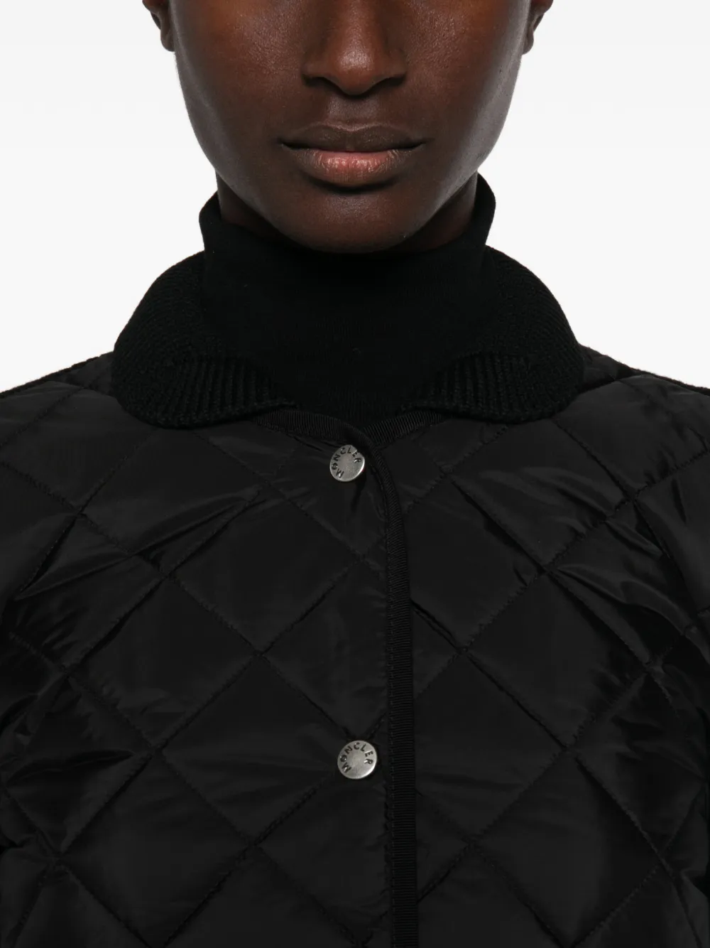 Moncler quilted panel-ribbed jacket Zwart