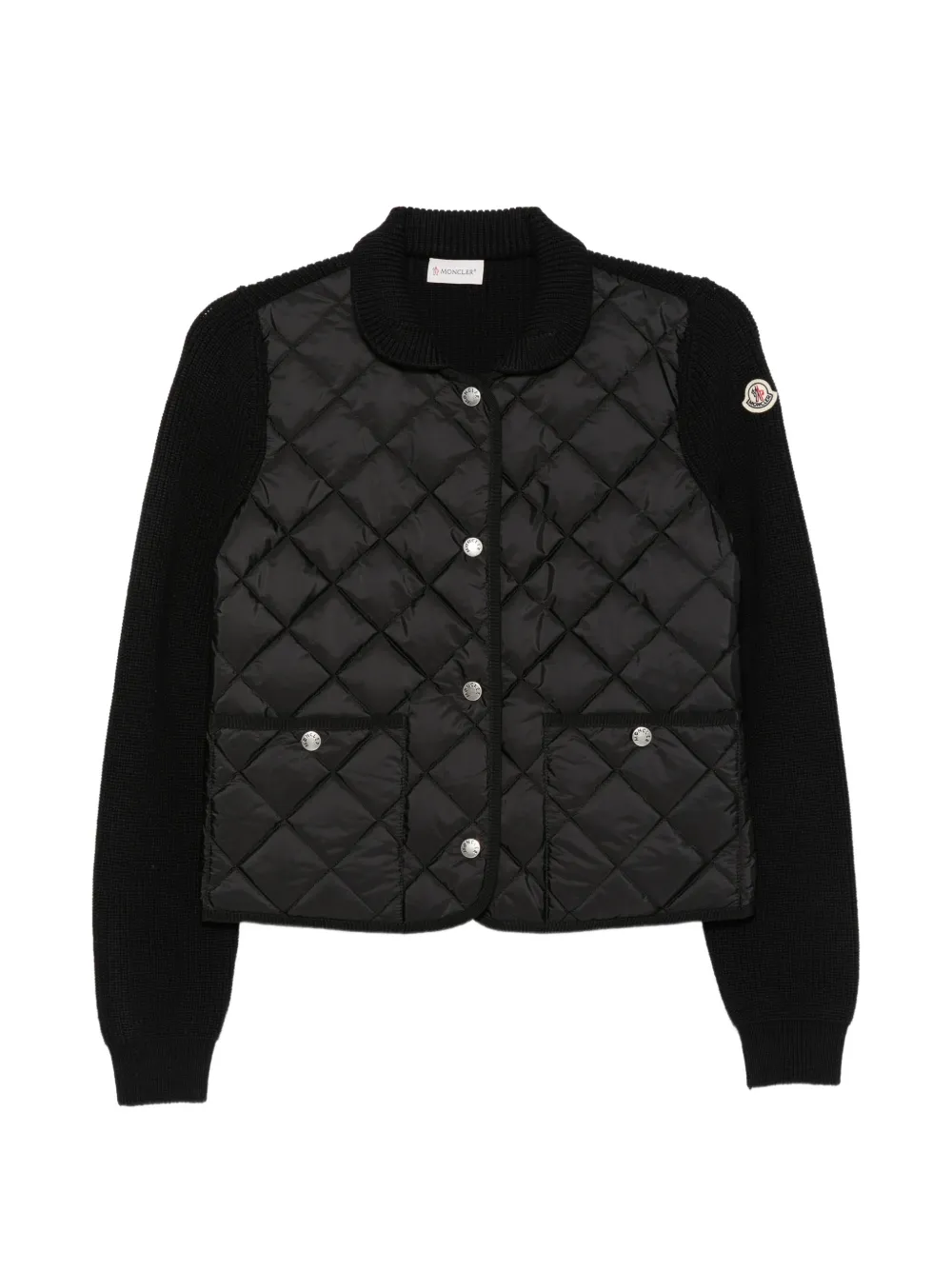 Moncler quilted panel-ribbed jacket Zwart