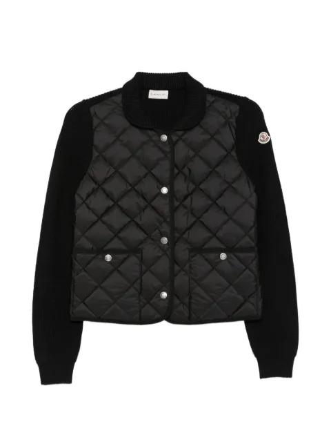 Moncler diamond quilted padded wool cardigan