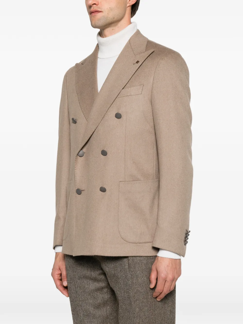 Tagliatore double-breasted peak-lapel blazer Beige