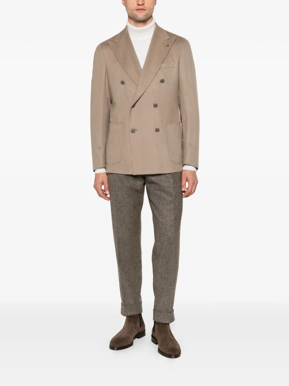 Tagliatore double-breasted peak-lapel blazer Beige