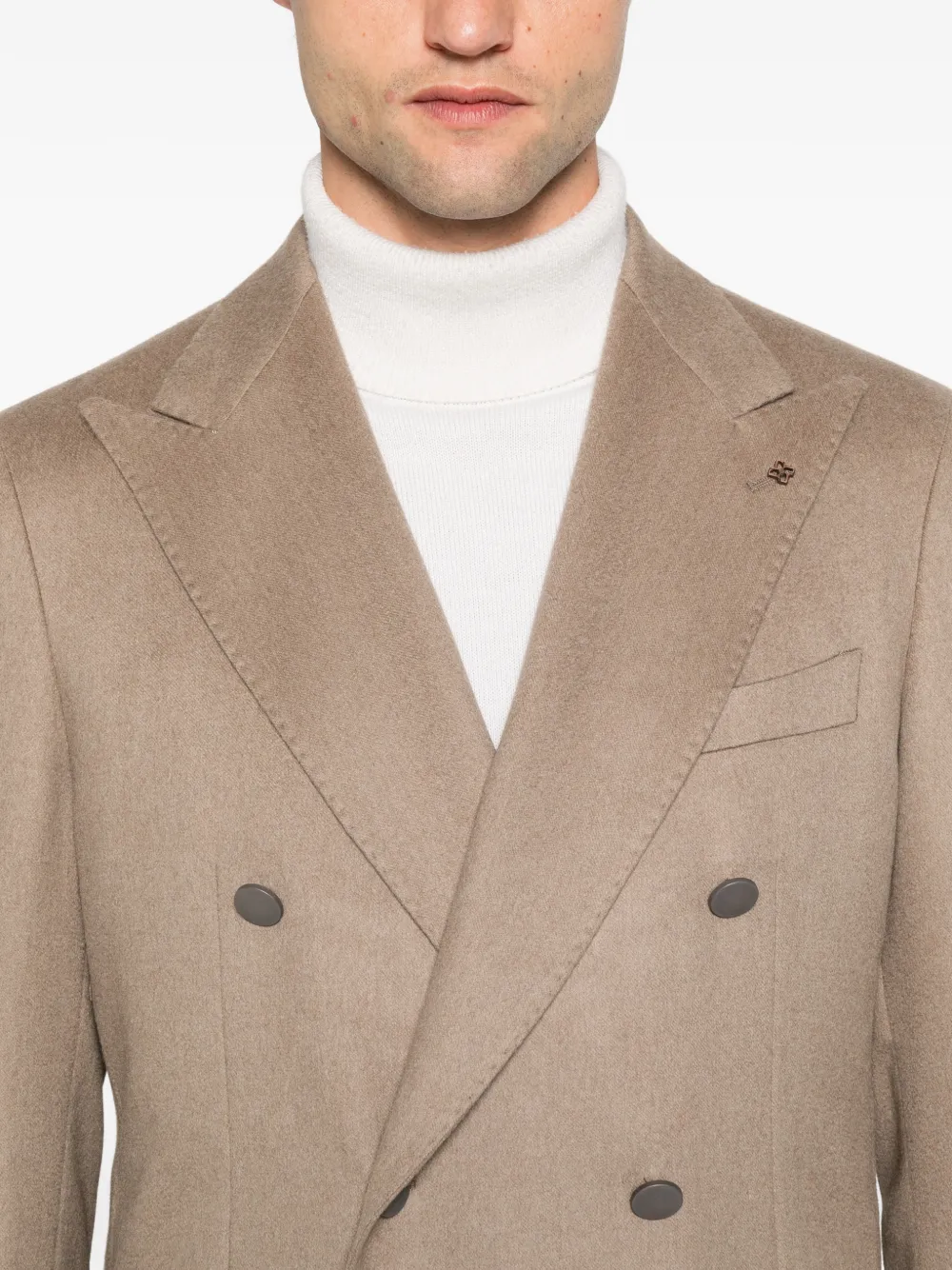 Tagliatore double-breasted peak-lapel blazer Beige
