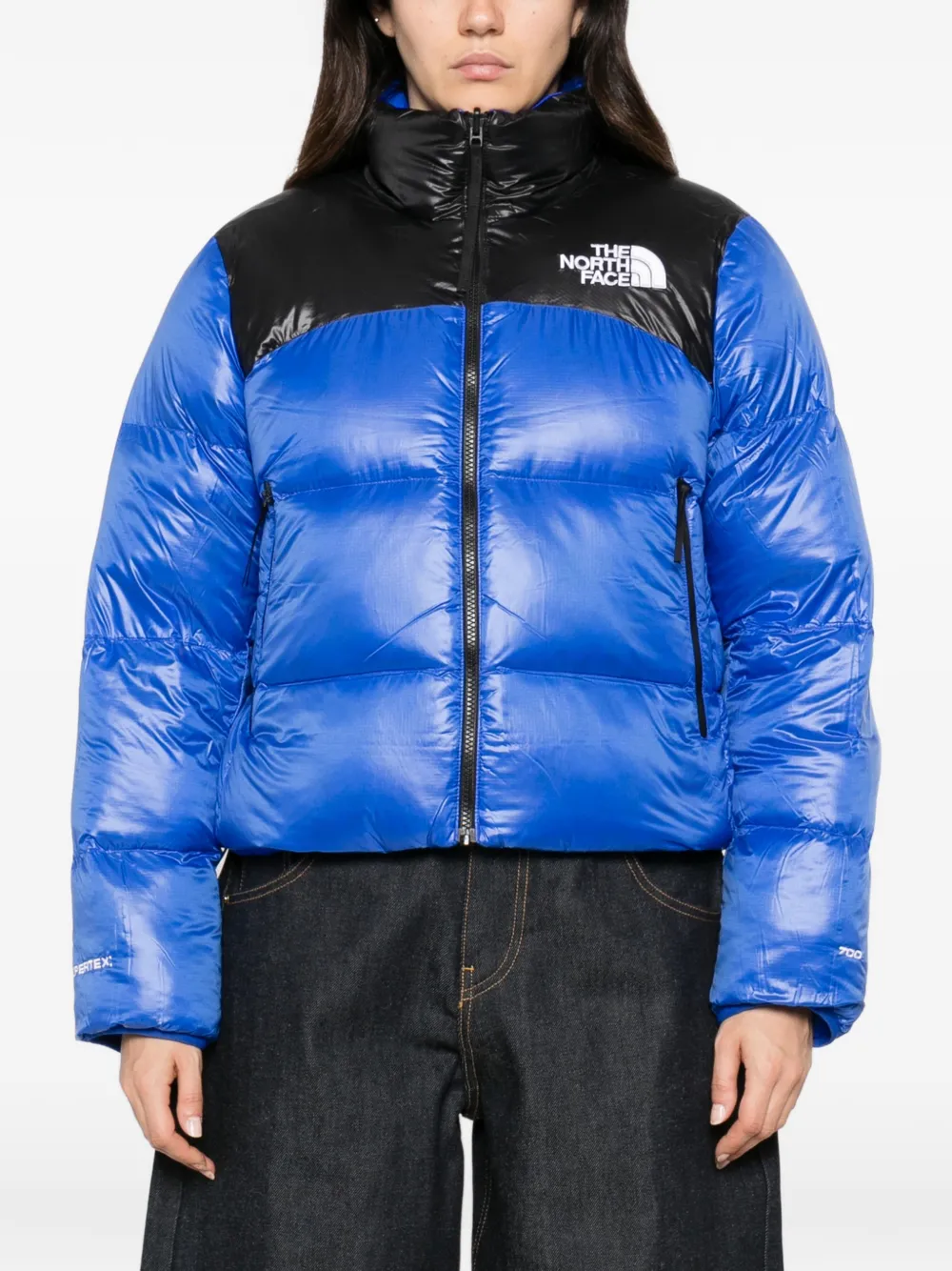 The North Face Donsjack met geborduurd logo Blauw