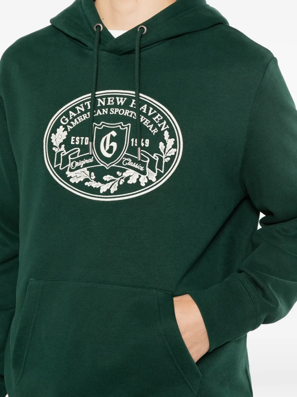 Gant Hoodie met borduurwerk Groen