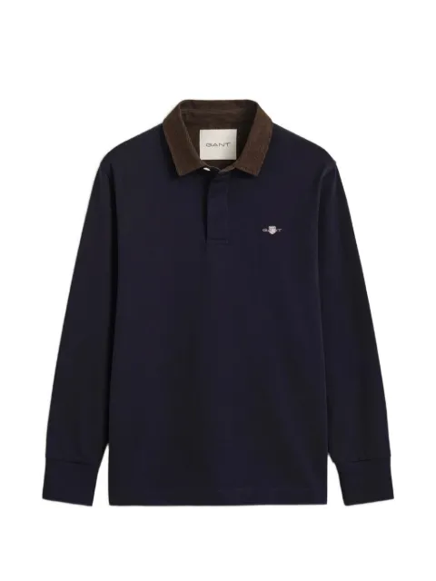 Gant corduroy-collar long-sleeve polo shirt