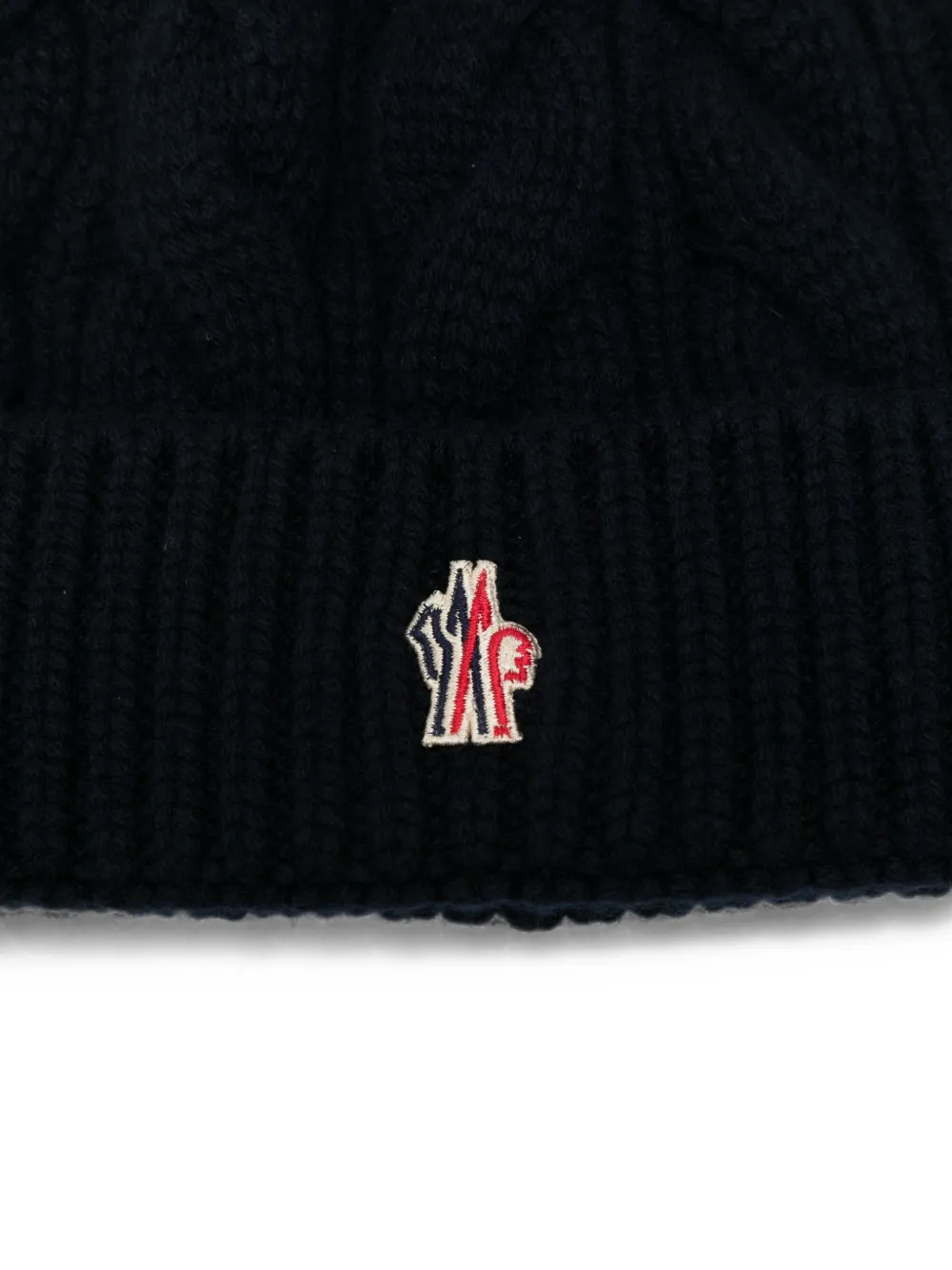 Moncler Grenoble cable-knit pompom beanie hat Blauw