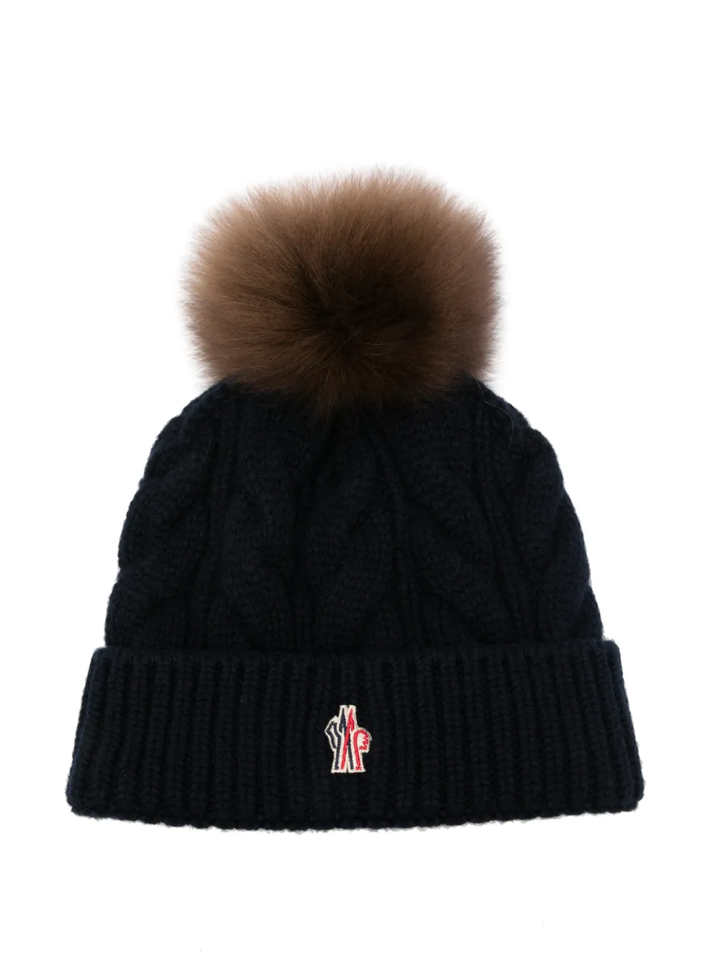 Moncler Grenoble cable-knit pompom beanie hat Blauw