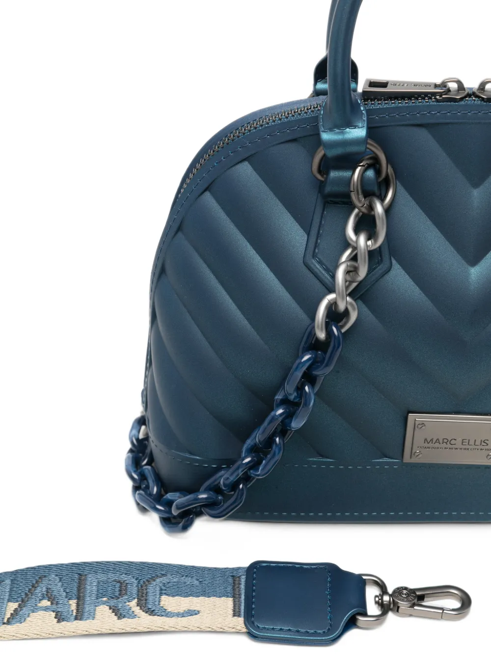 Marc Ellis Medium Flat Maya 27 gewatteerde shopper met chevron-patroon Blauw