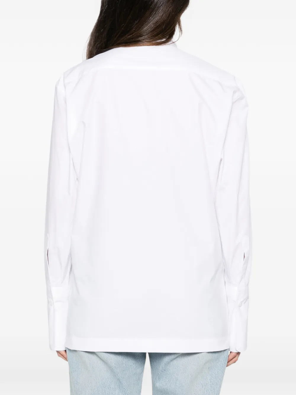 THELATEST Edith blouse met hoge hals en lange mouwen Wit