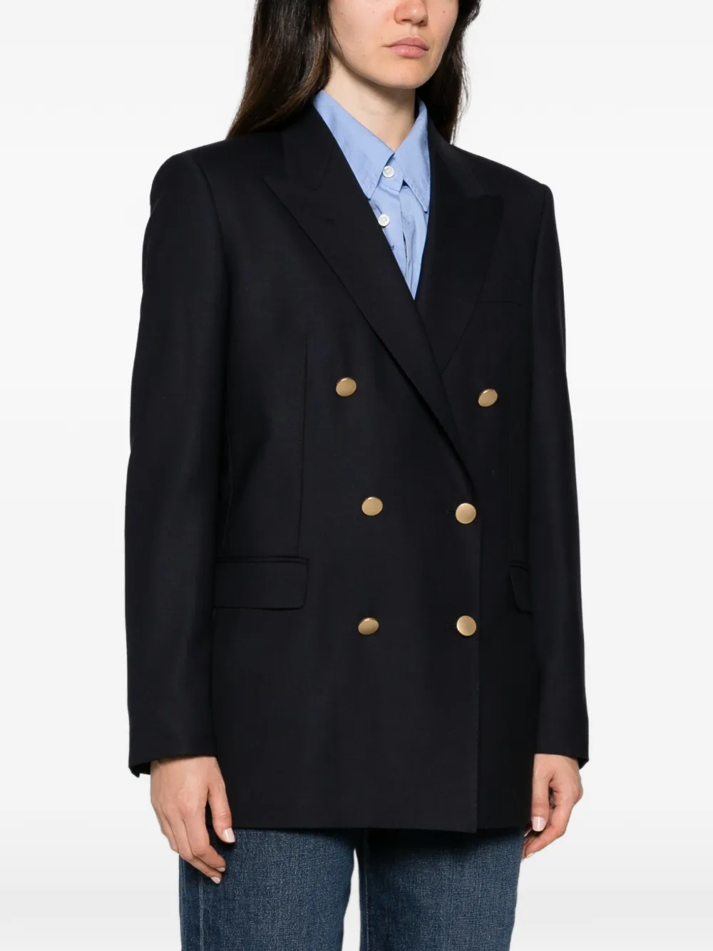 Tagliatore double-breasted peaked-lapel jacket Blauw