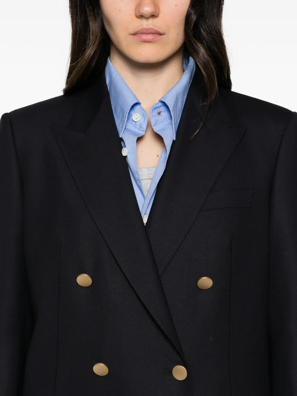 Tagliatore double-breasted peaked-lapel jacket Blauw